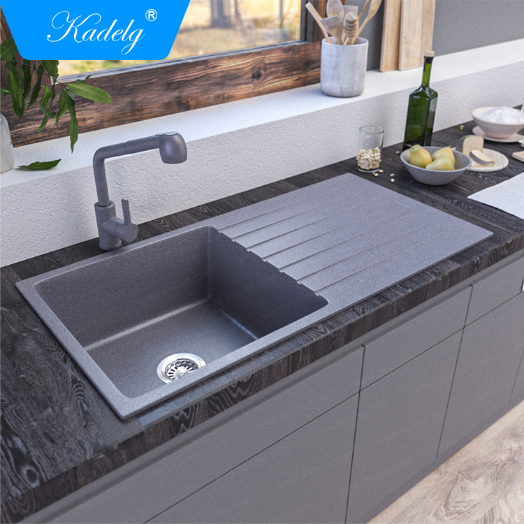 Kadelg 1050A China Wholesale Black Sink Topmount Granite Kitchen Sink