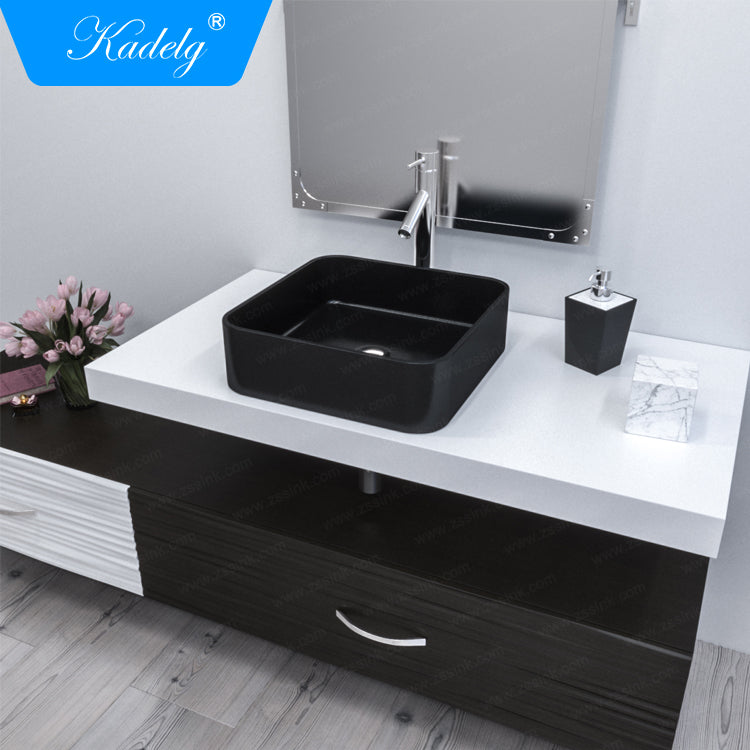 Kadelg 400W Hot Products Countertop White Square Granite Bathroom Sink