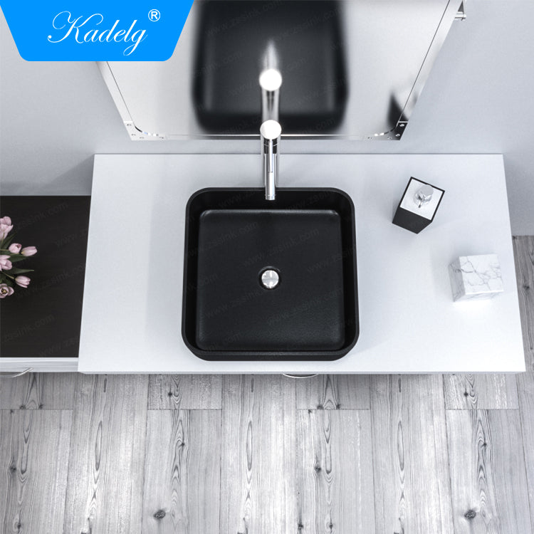 Kadelg 400W Hot Products Countertop White Square Granite Bathroom Sink