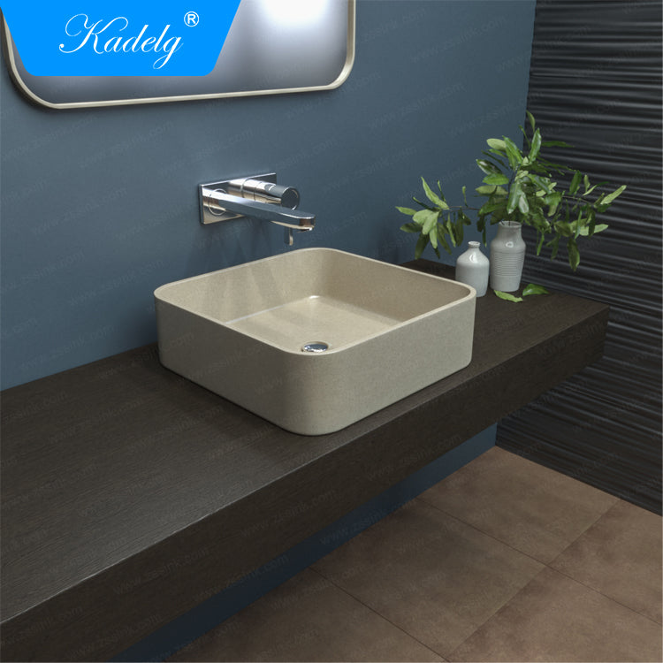 Kadelg 400W Hot Products Countertop White Square Granite Bathroom Sink