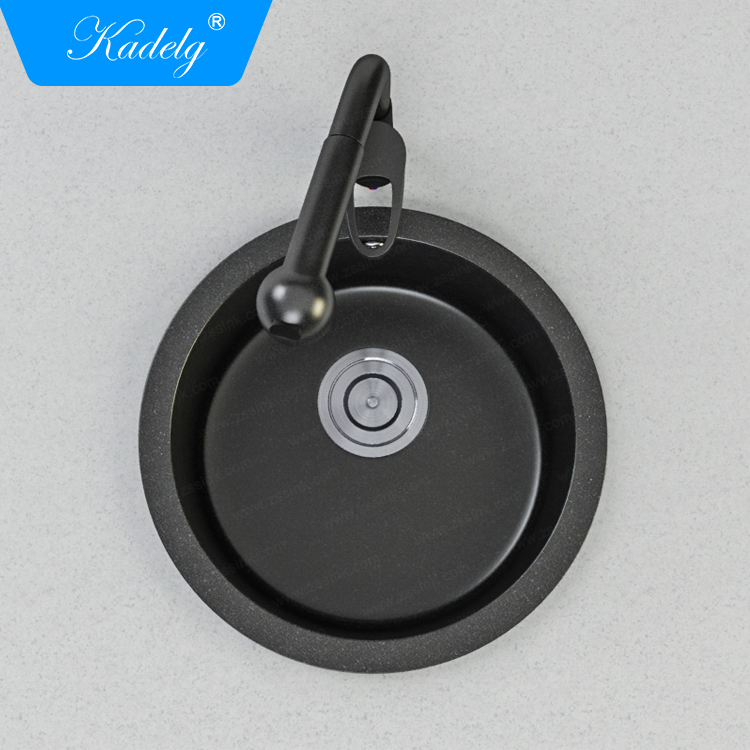 Kadelg 4545LS Round Shape Granit Portable Sink Undermount Kitchen Sink