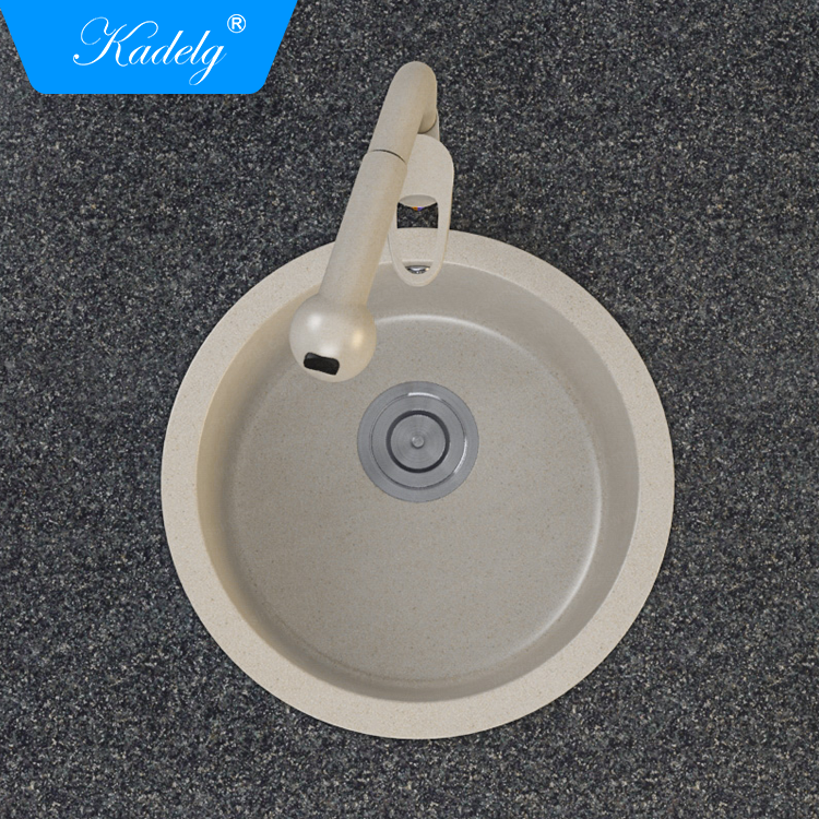 Kadelg 4545LS Round Shape Granit Portable Sink Undermount Kitchen Sink