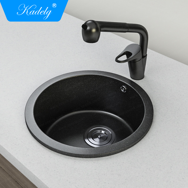 Kadelg 4545LS Round Shape Granit Portable Sink Undermount Kitchen Sink