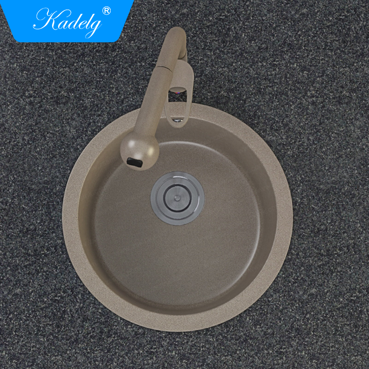 Kadelg 4545LS Round Shape Granit Portable Sink Undermount Kitchen Sink