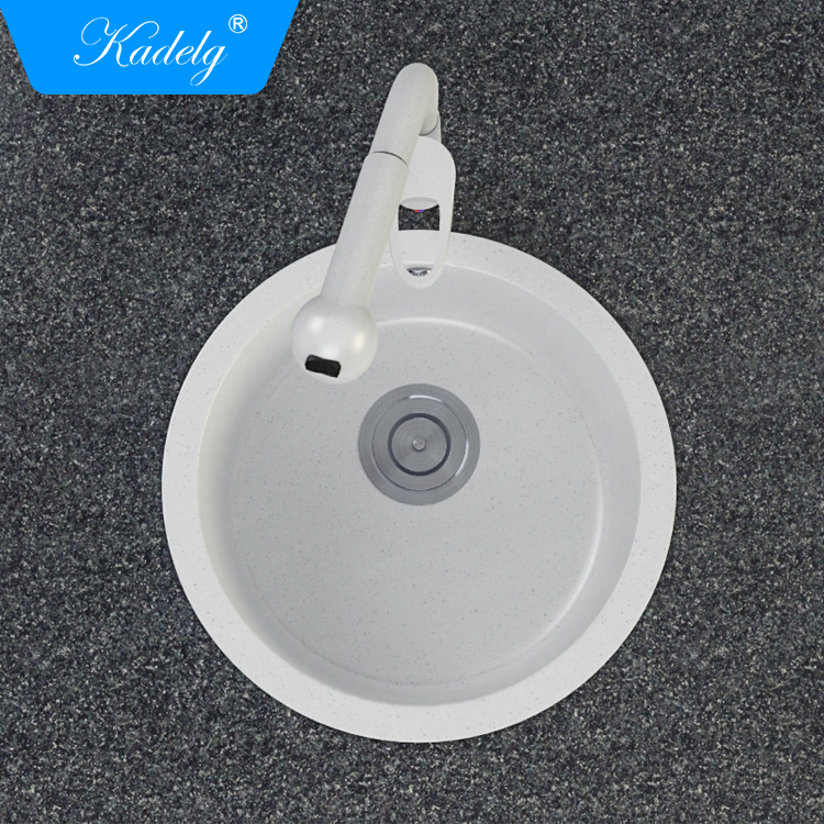 Kadelg 4545LS Round Shape Granit Portable Sink Undermount Kitchen Sink