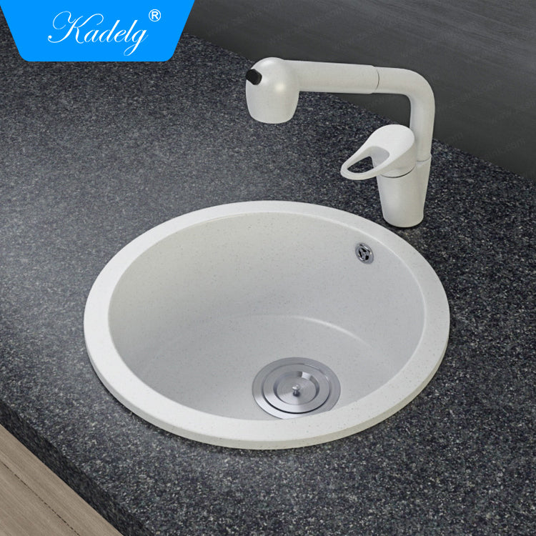 Kadelg 4545LS Round Shape Granit Portable Sink Undermount Kitchen Sink