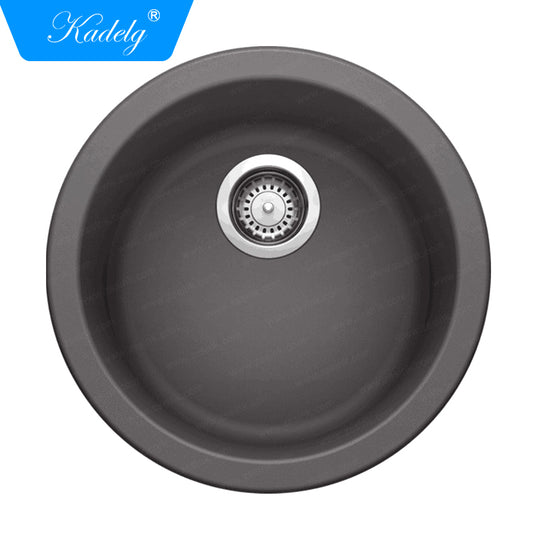 Kadelg 4545LS Round Shape Granit Portable Sink Undermount Kitchen Sink