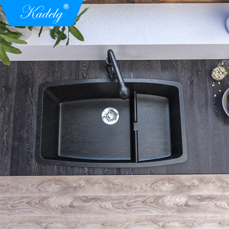 Kadelg 8149L Heat Resistant Undermount Black Farmhouse Kitchen Sink