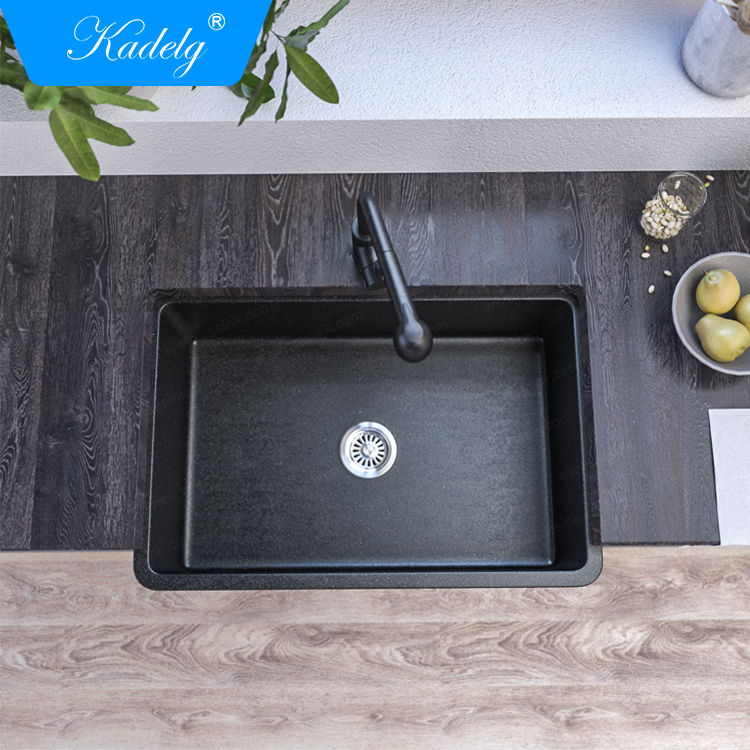 Kadelg 8348L Single Bowl Granite Kitchen Sink Black Farmhouse Sink