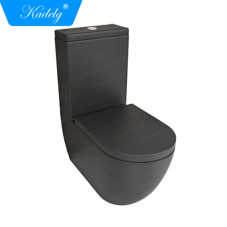 Kadelg B-2376A Matt Black Close Coupled Ceramic Watermark Wc Toilet