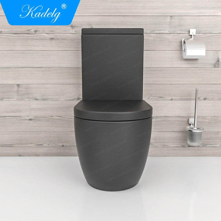 Kadelg B-2376A Matt Black Close Coupled Ceramic Watermark Wc Toilet