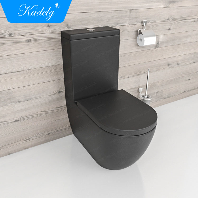 Kadelg B-2376A Matt Black Close Coupled Ceramic Watermark Wc Toilet