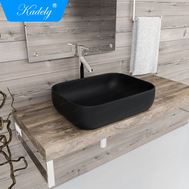 Kadelg K806 High Quality Low Price Matt Black Ceramic Bathroom Basin