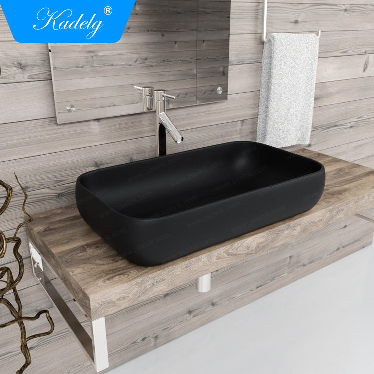 Kadelg K807 Matt Black Sanitary Ware Ceramic Bathroom Basin Sink