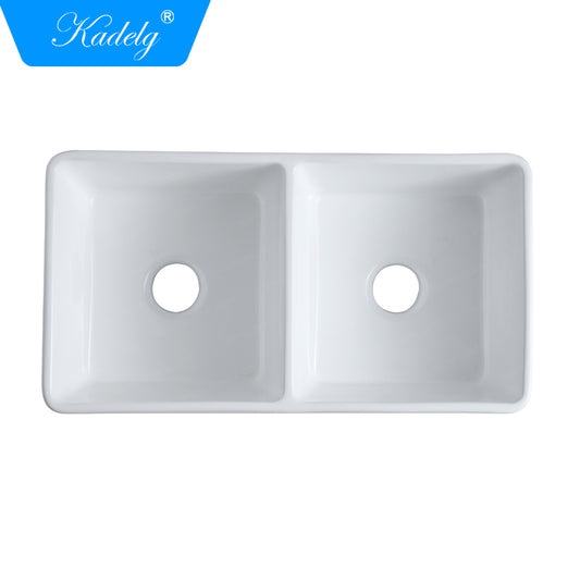 Kadelg W3318A UPC Standard Undermount Double Bowl Ceramic Kitchen Sink